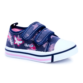 Le Scarpe Tênis infantil azul marinho junalo velcro azul-marinho rosa