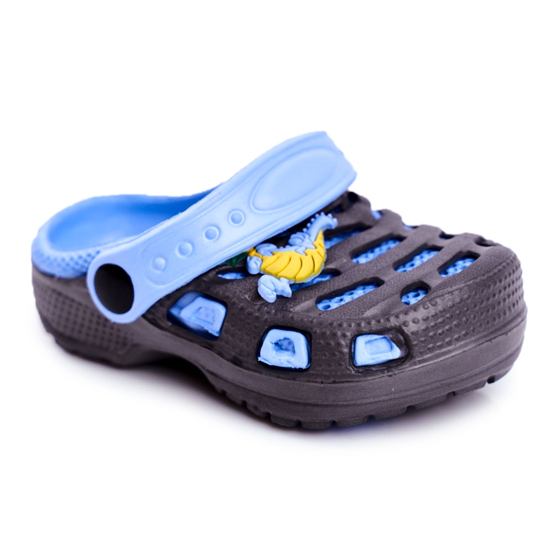 Giolan Chinelos de espuma infantil Kroks Small Dragon azul marinho azul