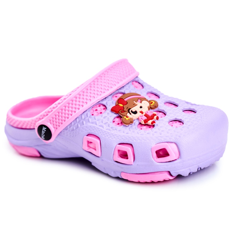 Giolan Chinelos infantis de espuma crocs menina violeta tolet rosa