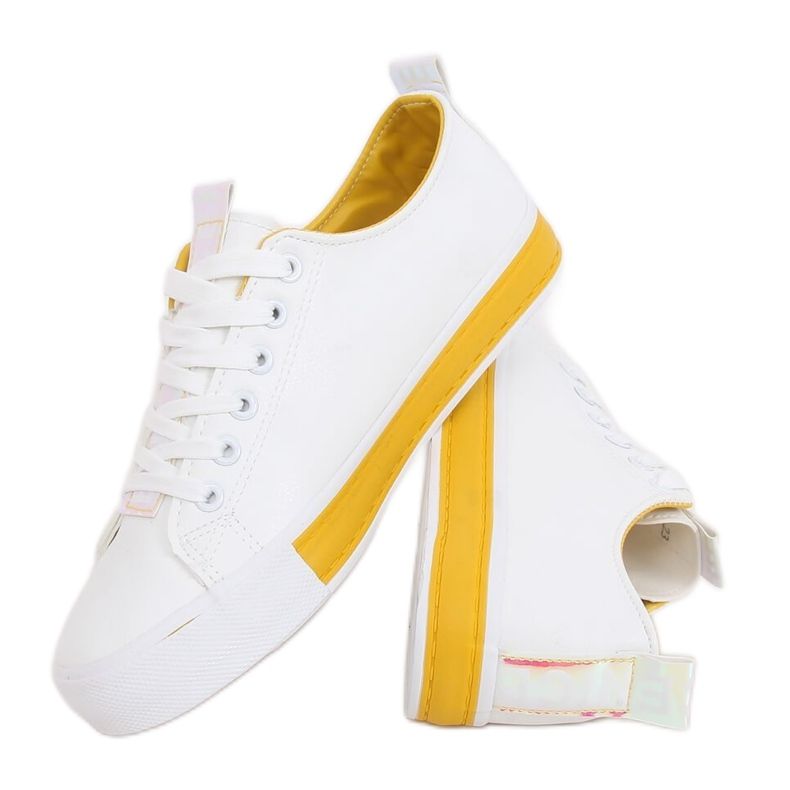 Tênis feminino branco LA70P Amarelo