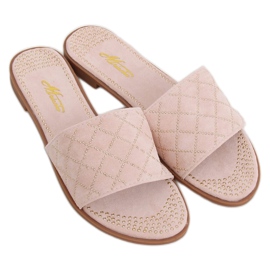 Chinelos femininos rosa rosa Q-85 rosa