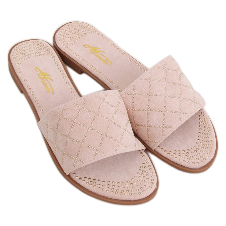 Chinelos femininos rosa rosa Q-85 rosa