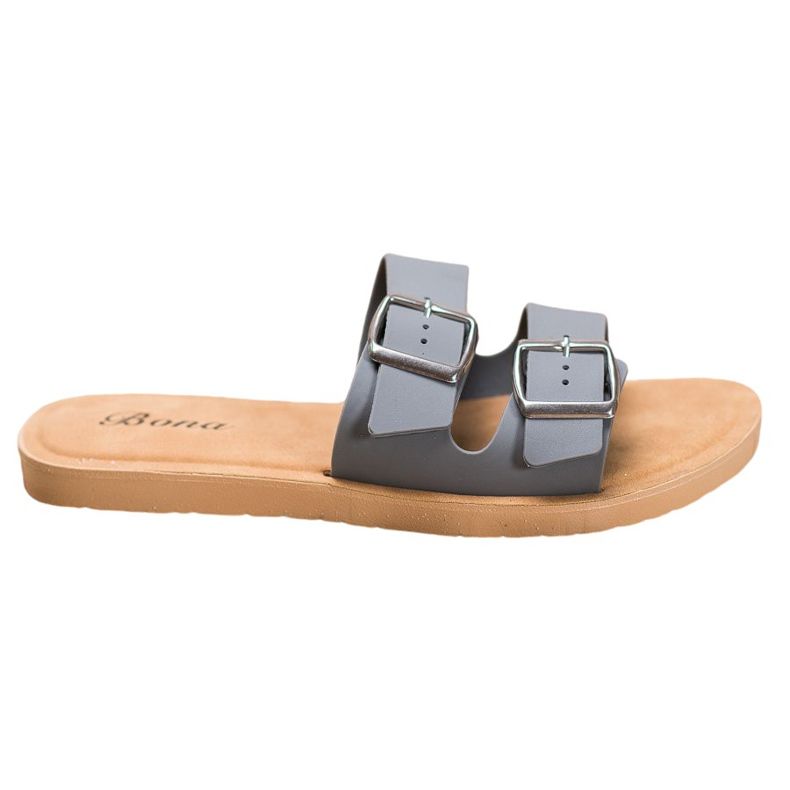 Bona Chinelos clássicos com fivela cinza