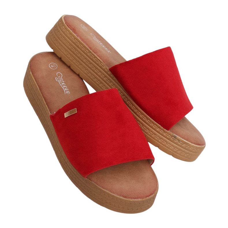 Chinelos vermelhos femininos vermelhos G-576 vermelho