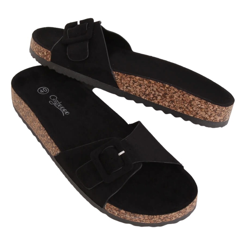 Sapatilhas de sola pretas G-5026 de cortiça preta preto