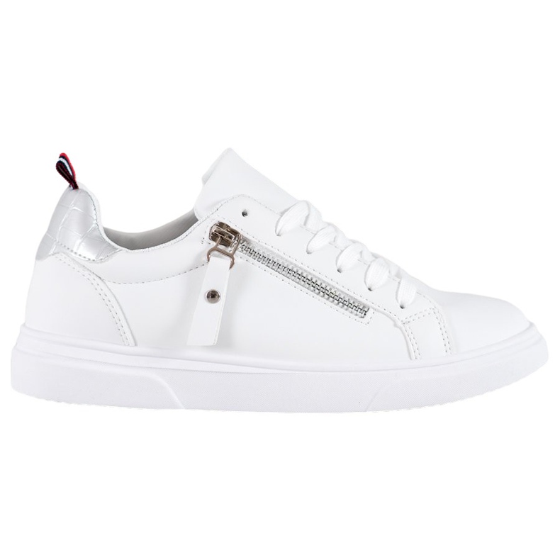 SHELOVET Sapatos esportivos com zíper decorativo branco