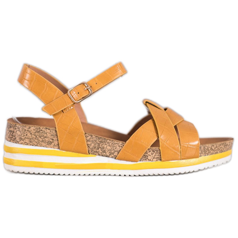 Comer Sandálias amarelas com couro ecológico amarelo
