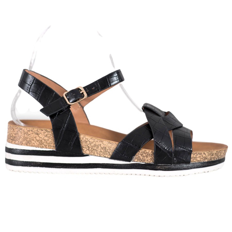 Comer Sandálias Pretas Com Couro Ecológico preto