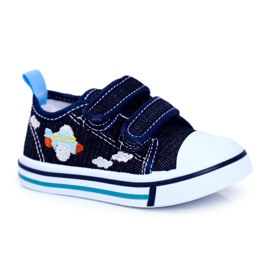PL1 Tênis infantil Nimalo azul marinho com velcro azul-marinho