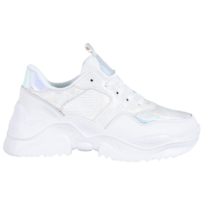 SHELOVET Tênis de couro ecológico branco cinza