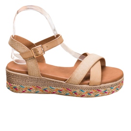 Small Swan Sandálias elegantes com couro ecológico castanho Small Swan Sandálias elegantes com couro ecológico castanho