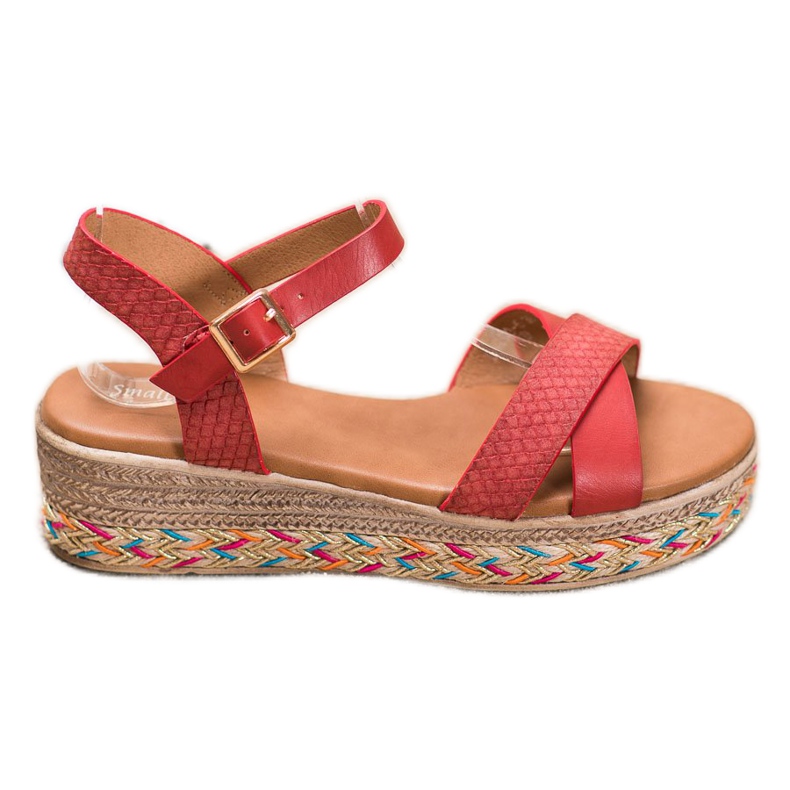 Small Swan Sandálias elegantes com couro ecológico vermelho Small Swan Sandálias elegantes com couro ecológico vermelho