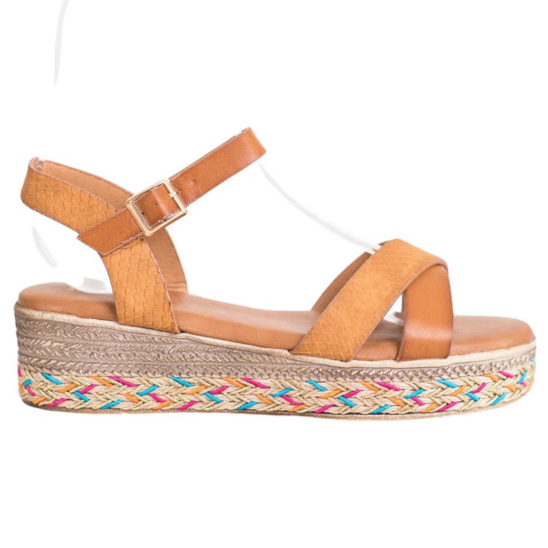 Small Swan Sandálias elegantes com couro ecológico castanho