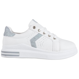 SHELOVET Tênis com inserções brilhantes branco cinza