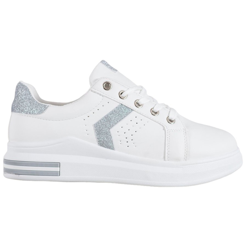 SHELOVET Tênis com inserções brilhantes branco cinza