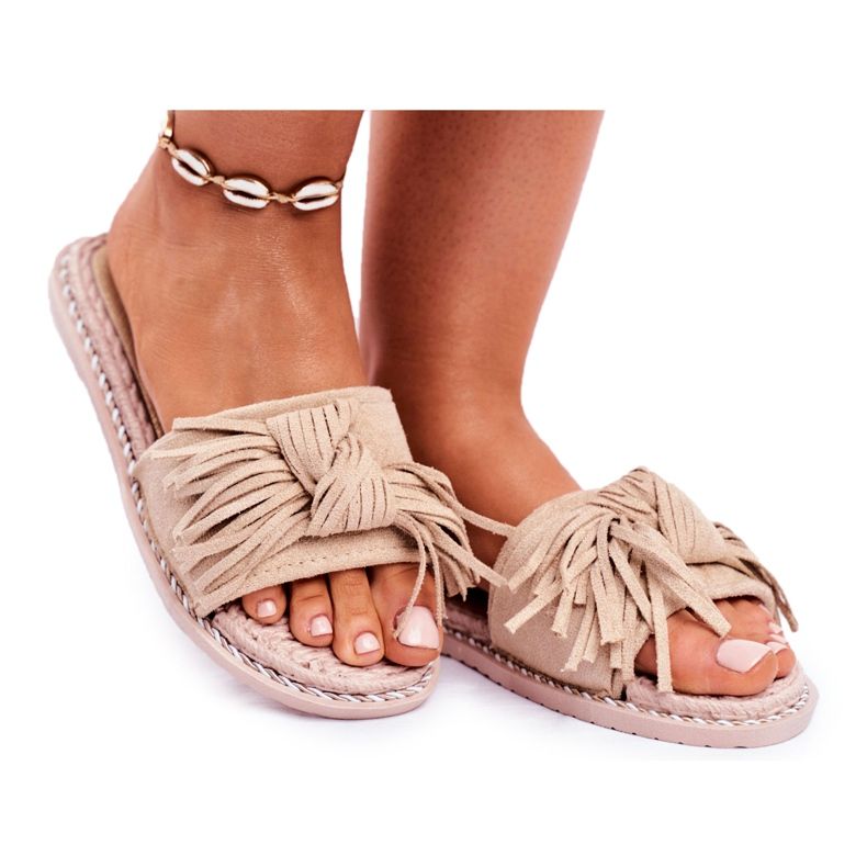 PS1 Chinelos femininos bege com laço na Tailândia PS1 Chinelos femininos bege com laço na Tailândia