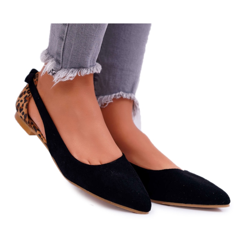 Lu Boo Bailarina em Spitz Black Suede Better preto