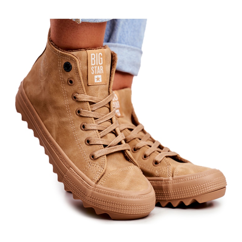 Tênis feminino Big Star High Warm Camel GG274072 castanho
