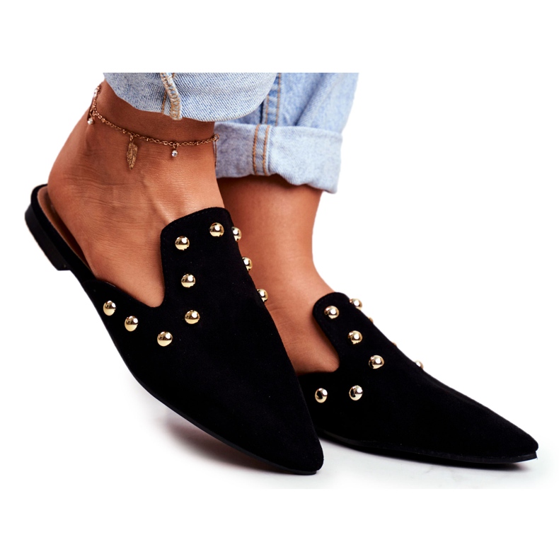 Lu Boo feminino sandálias pretas camurça seniorita preto