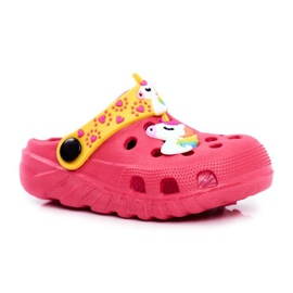 PB2 Chinelos infantis de espuma de crocs rosa unicórnio lírio amarelo
