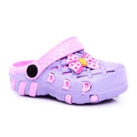 NEWS Chinelos infantis de espuma Crocs Violet Bow Susan roxo