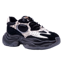 Sapatos esportivos femininos Big Star por Daniel Lopez Preto e dourado FF274A524 amarelo