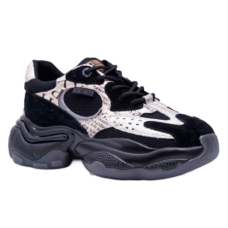 Sapatos esportivos femininos Big Star por Daniel Lopez Preto e dourado FF274A524 amarelo