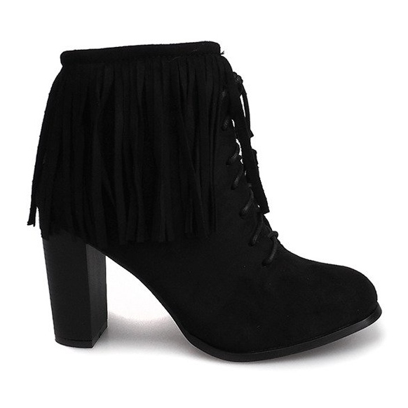 Botas de camurça em poste Boho F-148 BLACK preto