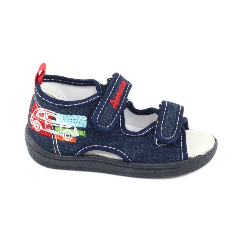 American Club Sapatos infantis sandálias americanas palmilha de couro TEN46 vermelho azul marinho