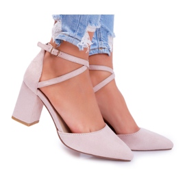 SEA Sapatos femininos no salto no Spitz Beige Cosmo bege