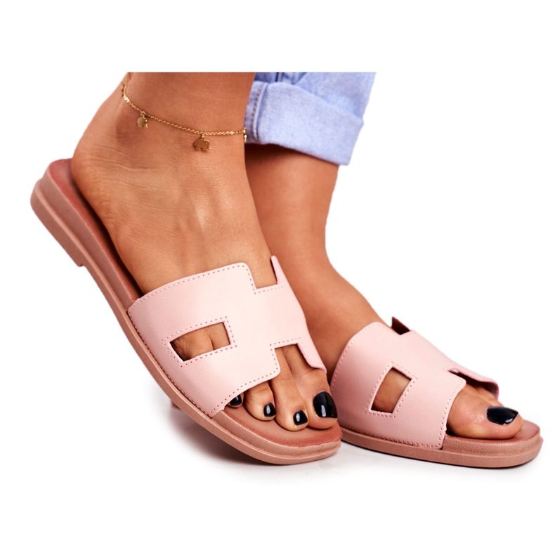 BUGO Chinelos femininos rosa geométrica clássica Theodora