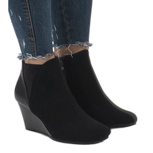 Botas elegantes em cunha 1455 pretas preto