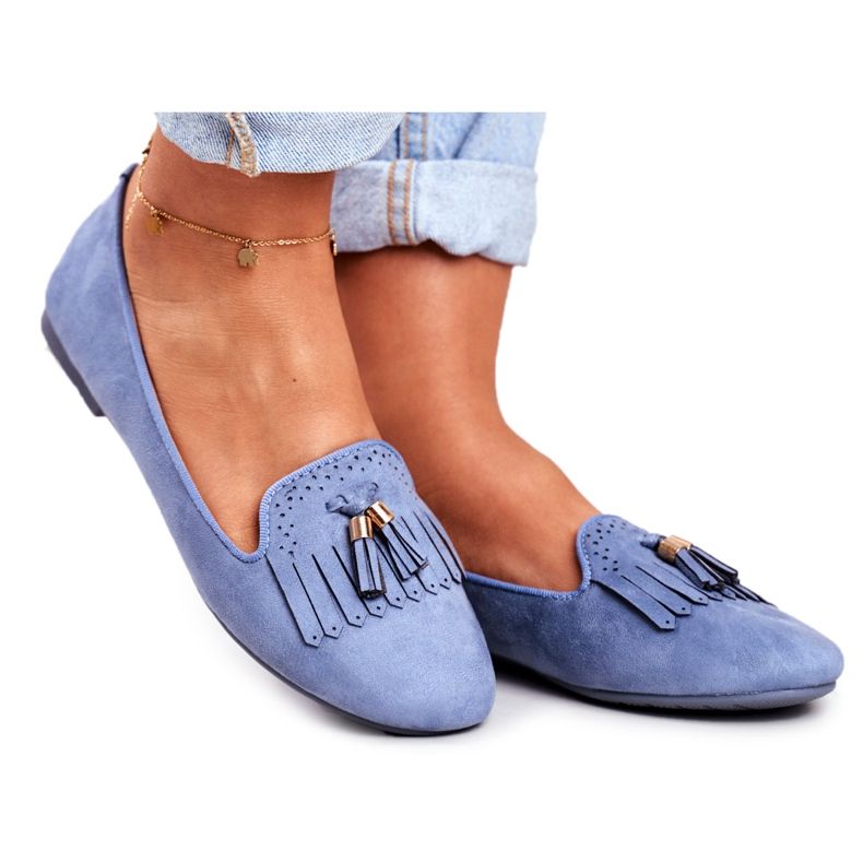 BUGO Mocassim feminino Blue Lords Franjas Therese azul