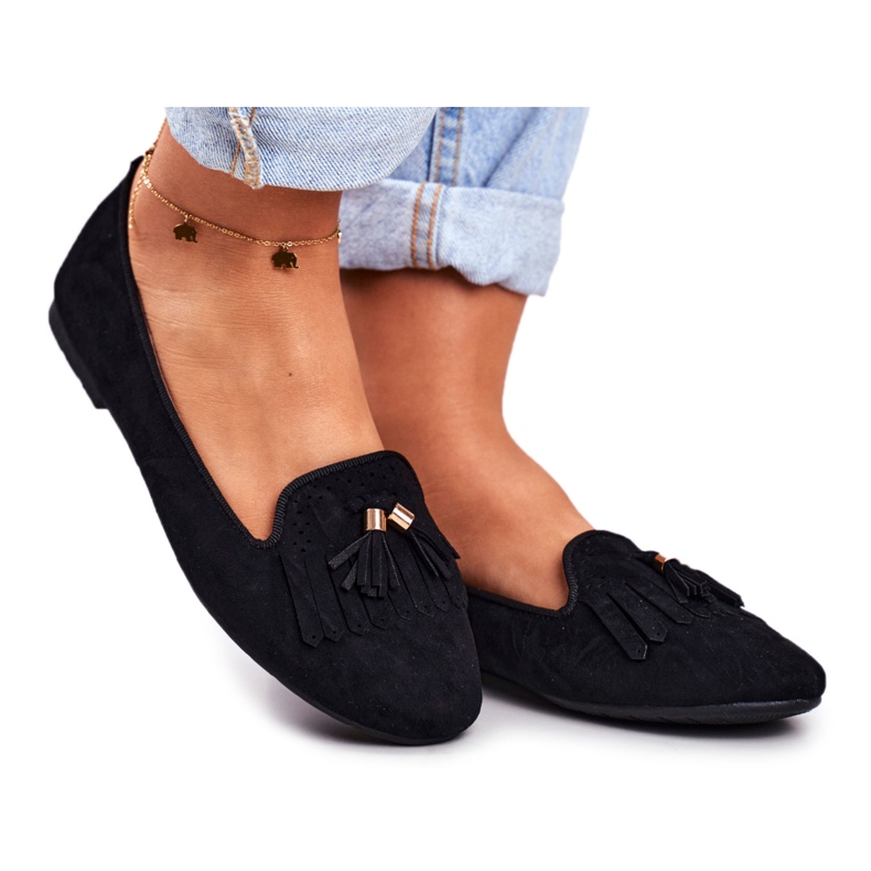 BUGO Mocassim feminino Black Lords Franjas Therese preto