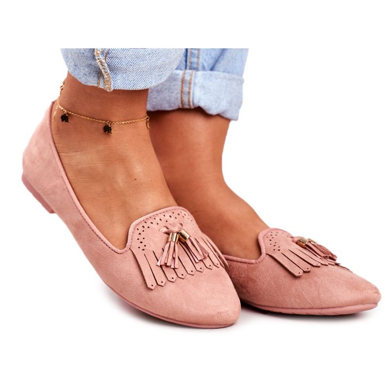 BUGO Mocassim feminino Pink Lords Franjas Therese rosa