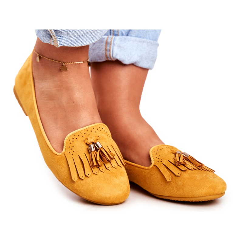 BUGO Mocassim feminino - Yellow Lords Franjas Therese amarelo