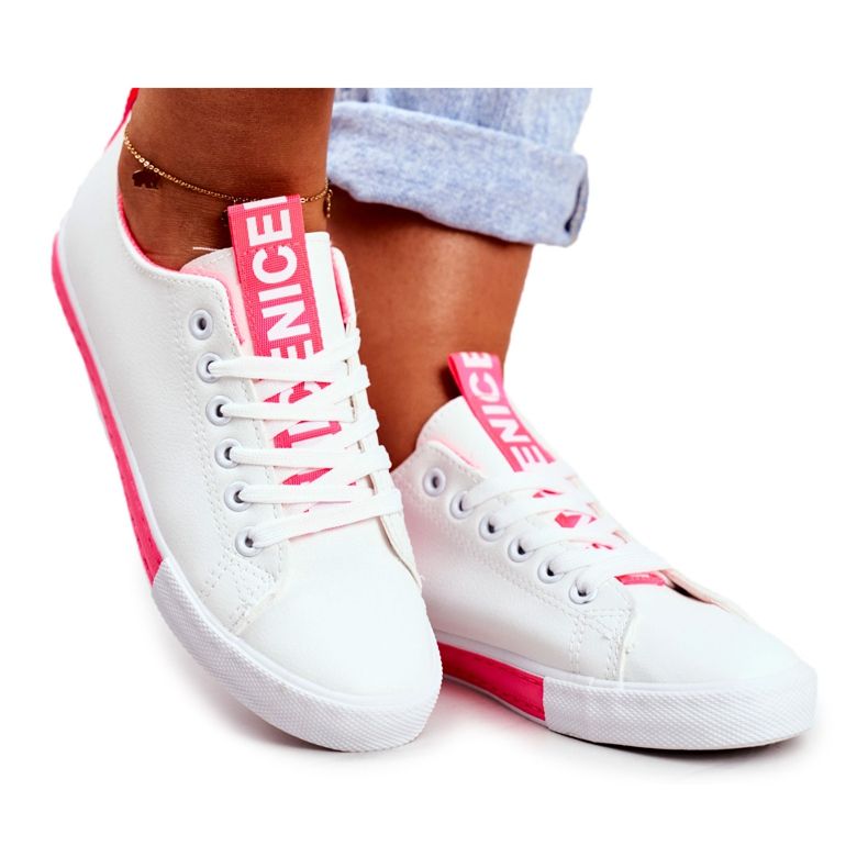 PS1 Tênis clássico feminino Fuchsia Ville branco