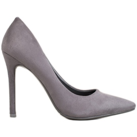 Small Swan Bombas de camurça no calcanhar cinza