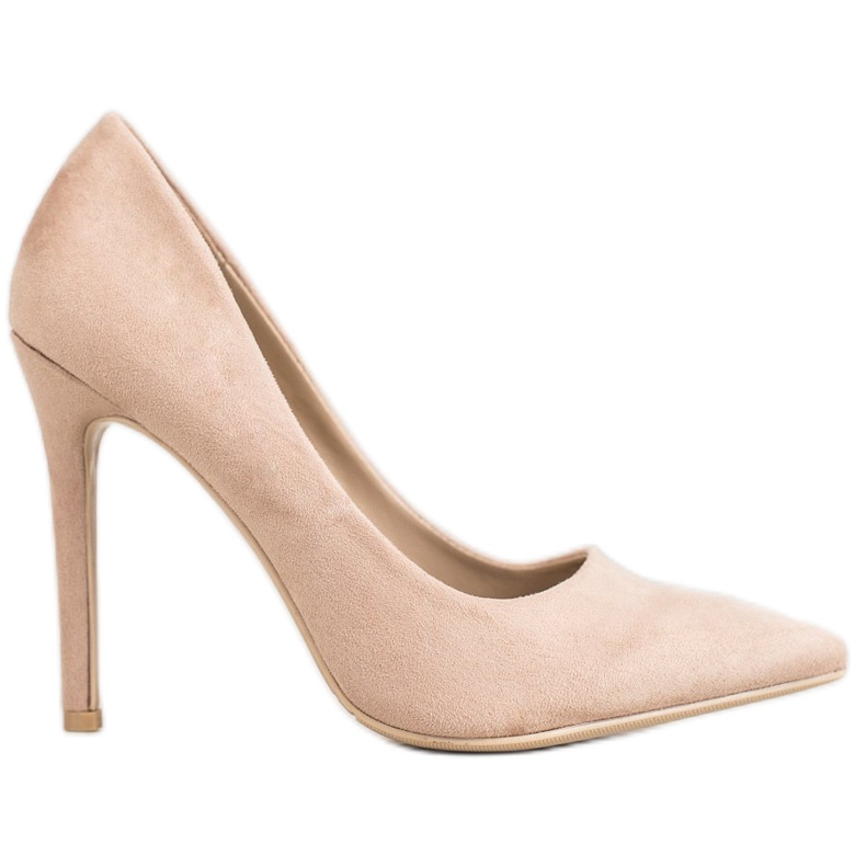 Small Swan Bombas de camurça em um alfinete castanho Small Swan Bombas de camurça em um alfinete castanho