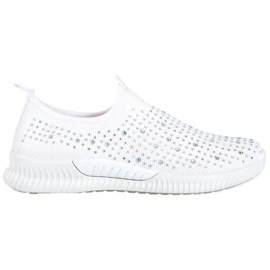 SHELOVET Sapatos Brancos Com Cristais