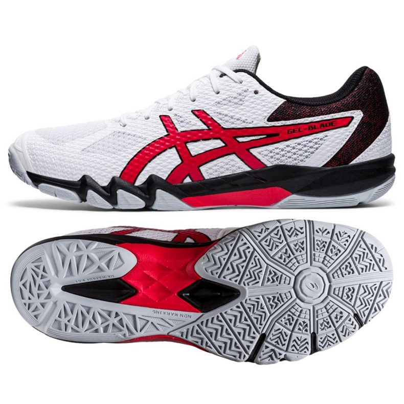 Sapato de squash Asics Gel Blade 7 M 1071A029-101 branco vermelho