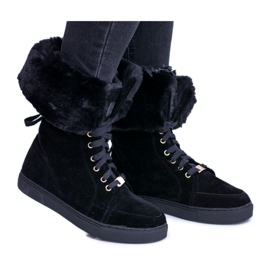 Botas de camurça preta Lu Boo Timberki com pele preto Botas de camurça preta Lu Boo Timberki com pele preto