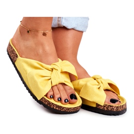 PS1 Chinelos amarelos femininos no Cork Bow Wendy