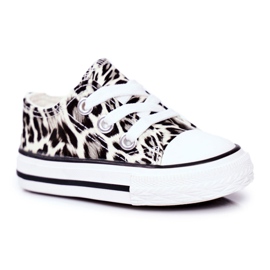 FRROCK Tênis infantil White Shiny Leopard Berni marrom marrom