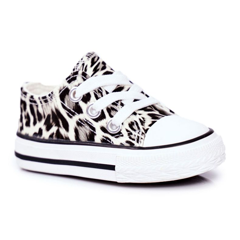 FRROCK Tênis infantil White Shiny Leopard Berni castanho castanho