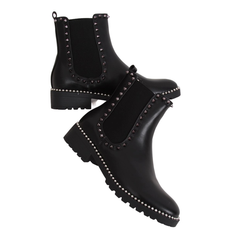 Botas pretas Chelsea com tachas pretas NC826 Pretas preto