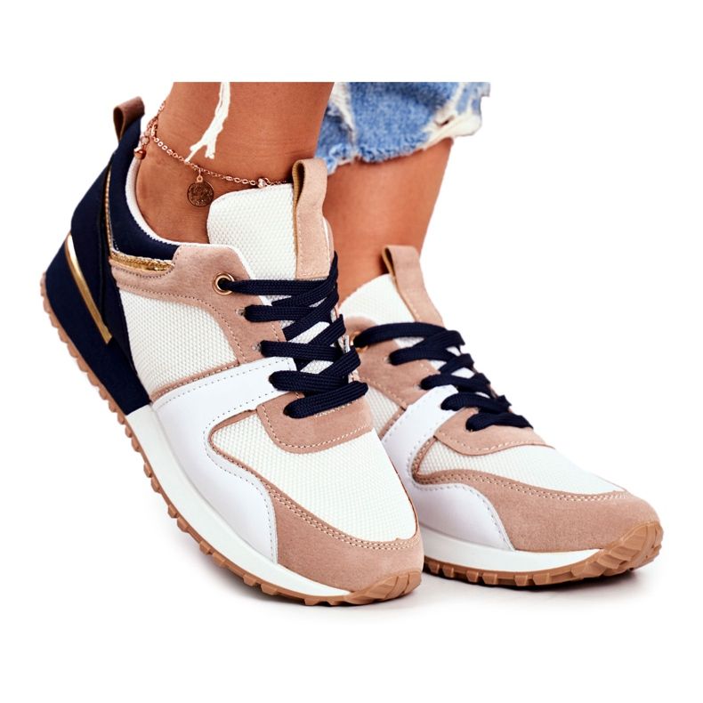 EVE Sapatos esportivos femininos bege dourado Clementine Elements branco castanho
