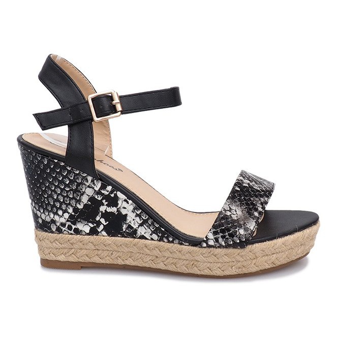 Sandálias pretas de cunha, alpercatas 181 preto