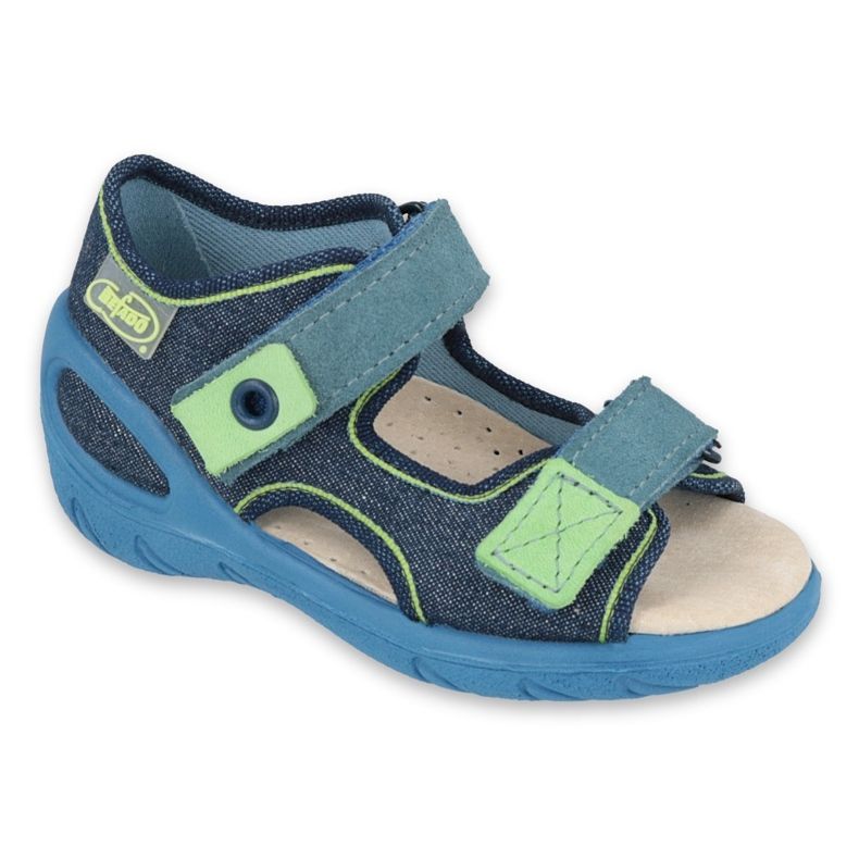 Sapatos infantis Befado pu 065P142 azul marinho verde