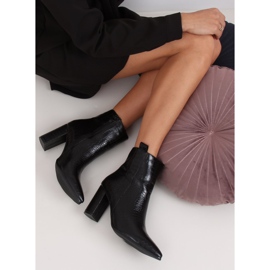 Botas de couro de cobra preta de salto alto RB54 preto